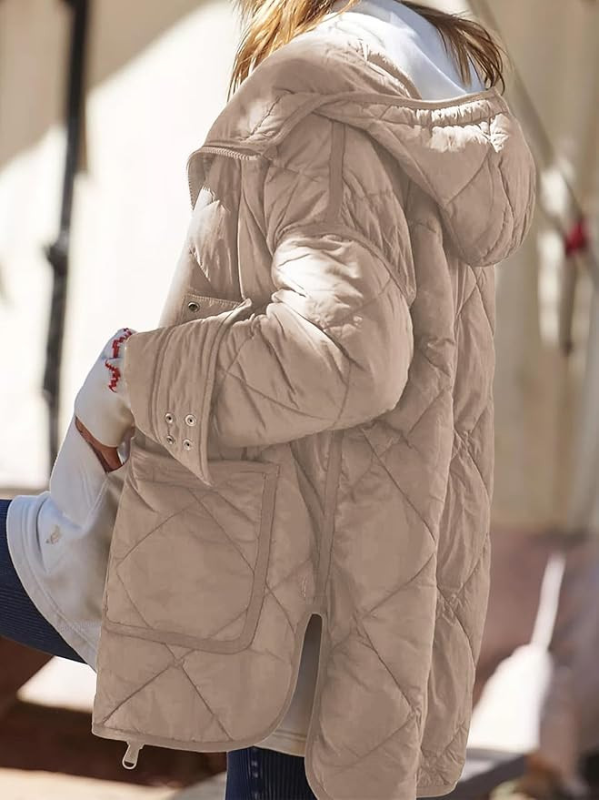 Dyexces Womens Quilted Puffer Jacket Hooded Long Sleeve Zip Up Winter Coat Lightweight Warm Jacke... | Amazon (US)