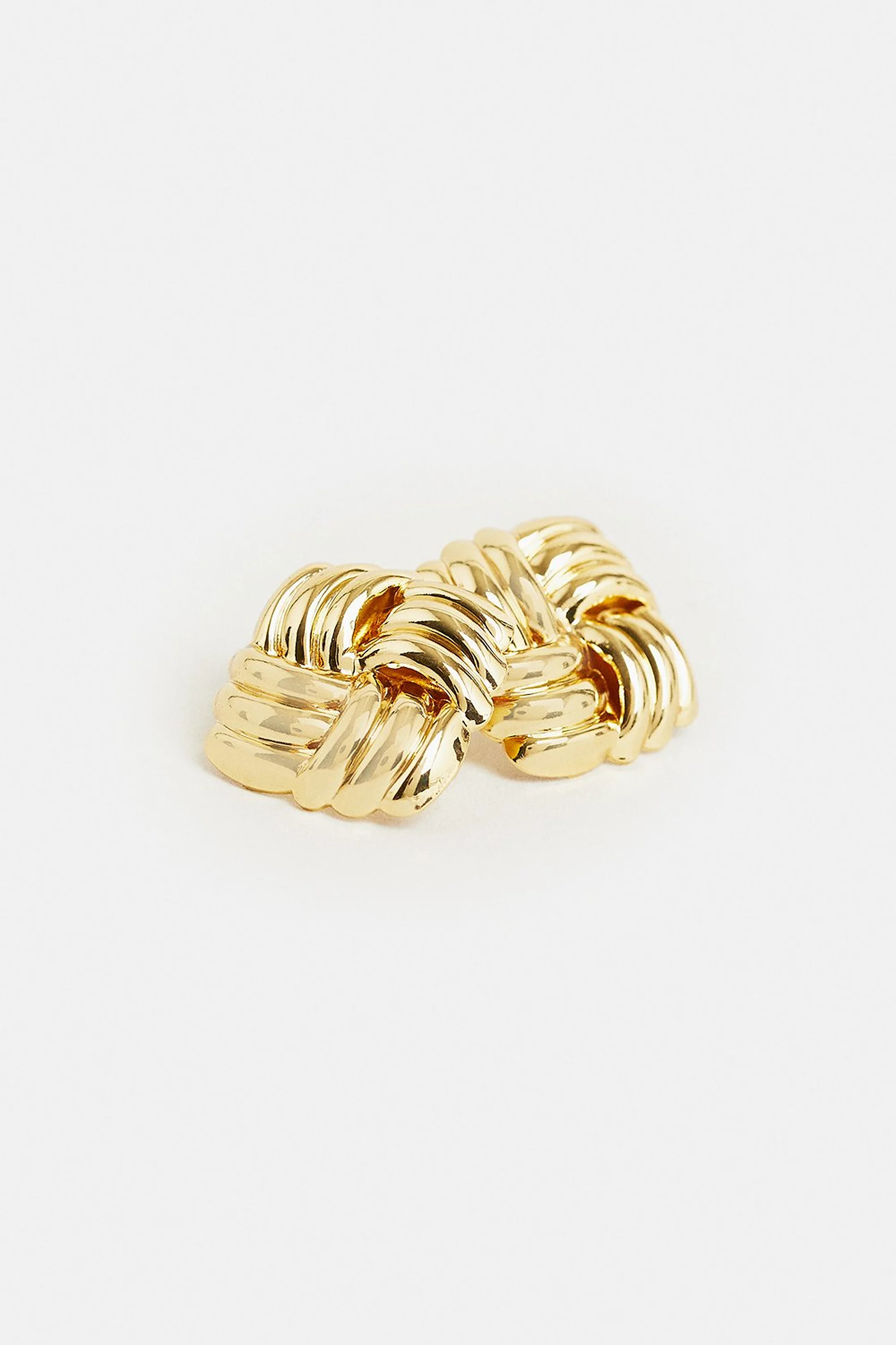 Gold Plated Quilted Stud Earrings | Karen Millen UK + IE + DE + NL