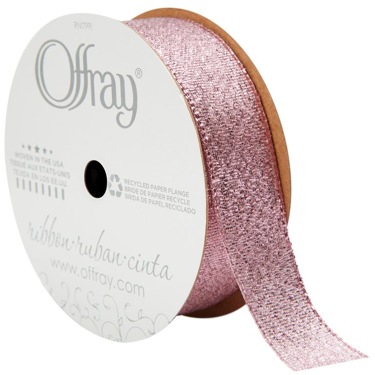 Offray Ribbon, Light Pink 7/8 inch Galena Metallic Ribbon for Wedding, Crafts, and Gifting, 9 fee... | Walmart (US)