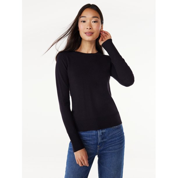 Free Assembly Women’s Crewneck Sweater with Long Sleeves, Midweight, Sizes XS-XXL - Walmart.com | Walmart (US)