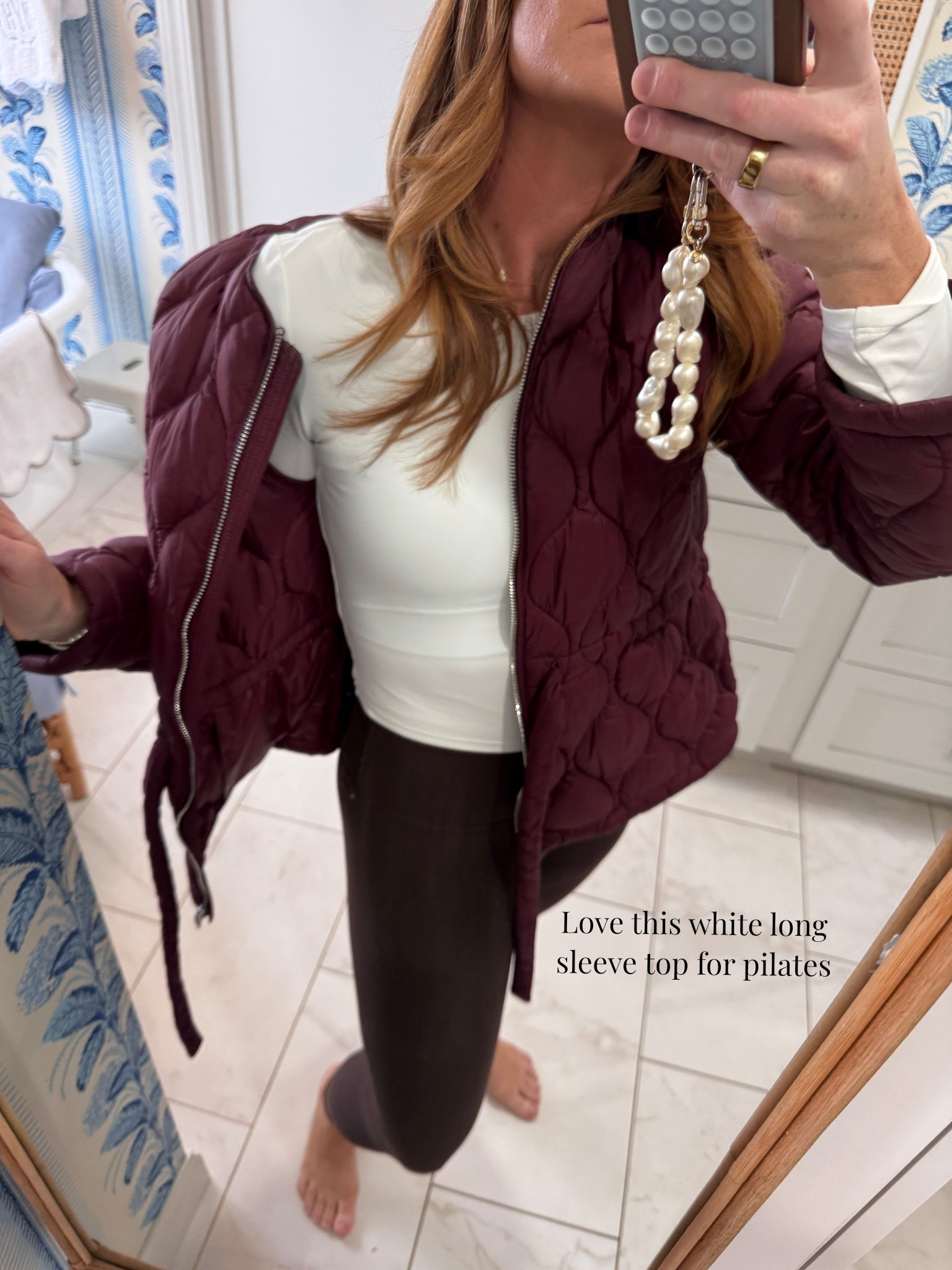 Love this long sleeve top for Pilates or errands! Jacket available in three colors too! 