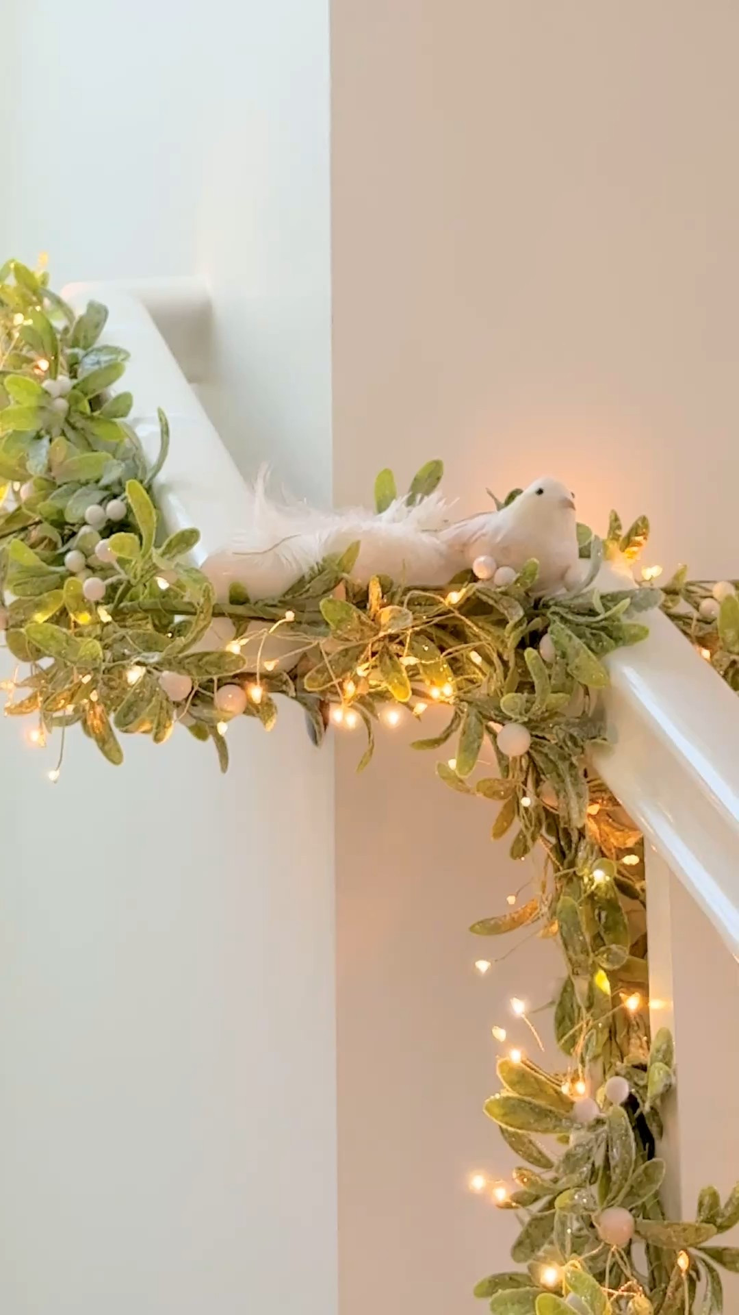 Prettiest garland 30% off! ✨ I wound 2 garlands together x 2 for a fuller look on either side then attached using clear stretchy garden ties. 
Also my chubby birds are 20% off using code: KRISTY20 🎄

#LTKHome #LTKHoliday #LTKSaleAlert