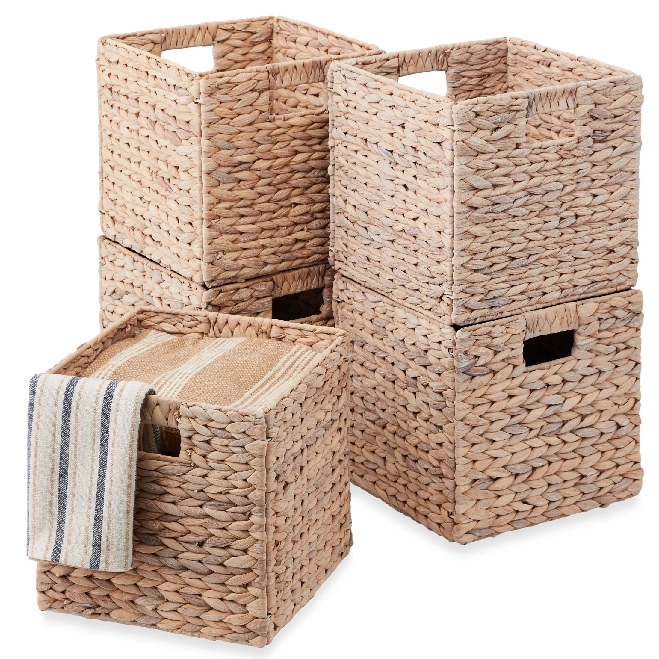 Best Choice Products 12x12in Hyacinth Baskets, Set of 5 Multipurpose Collapsible Organizers w/ In... | Walmart (US)