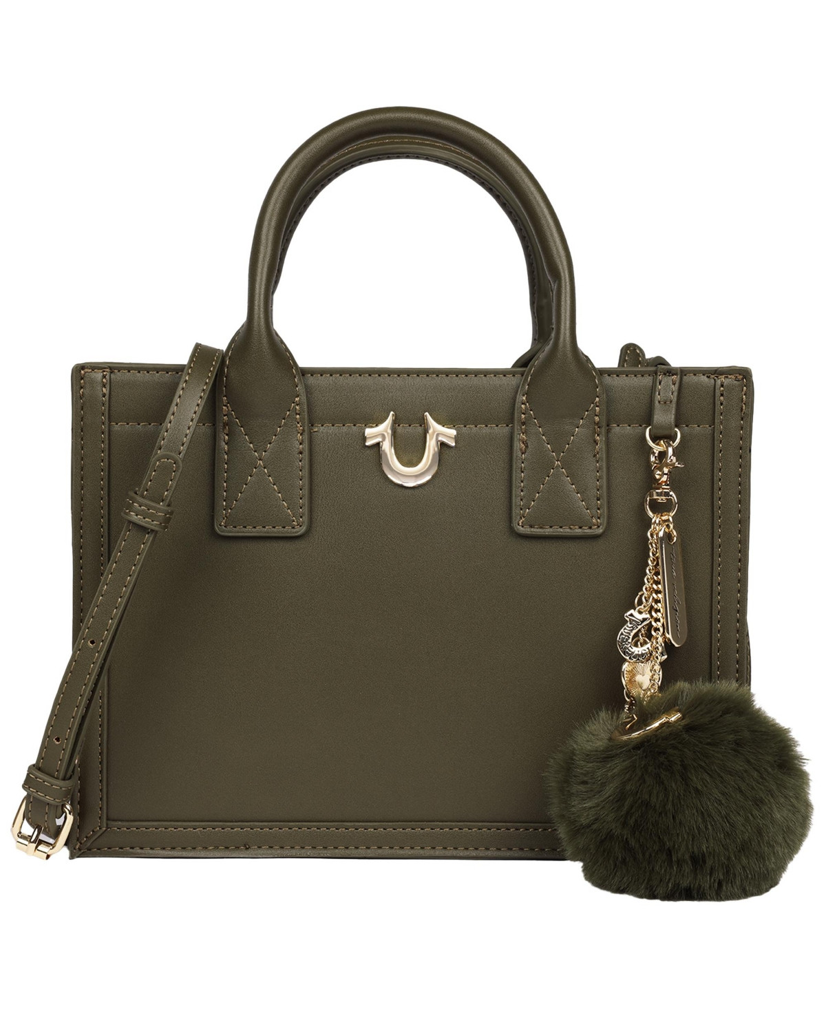 True Religion Pom Dangle Modern Tote - Olive | Macy's