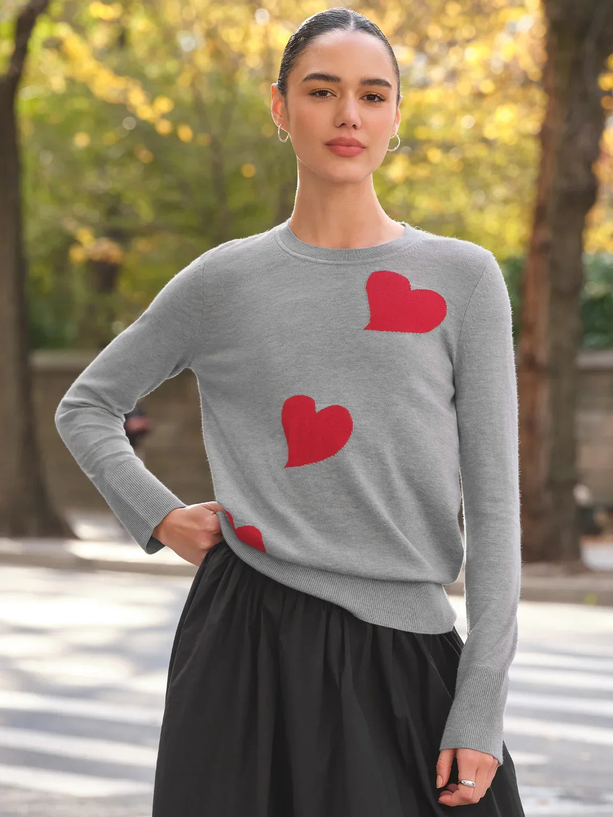 89th & Madison Heart Crewneck Long Sleeve Pullover | 89th + Madison