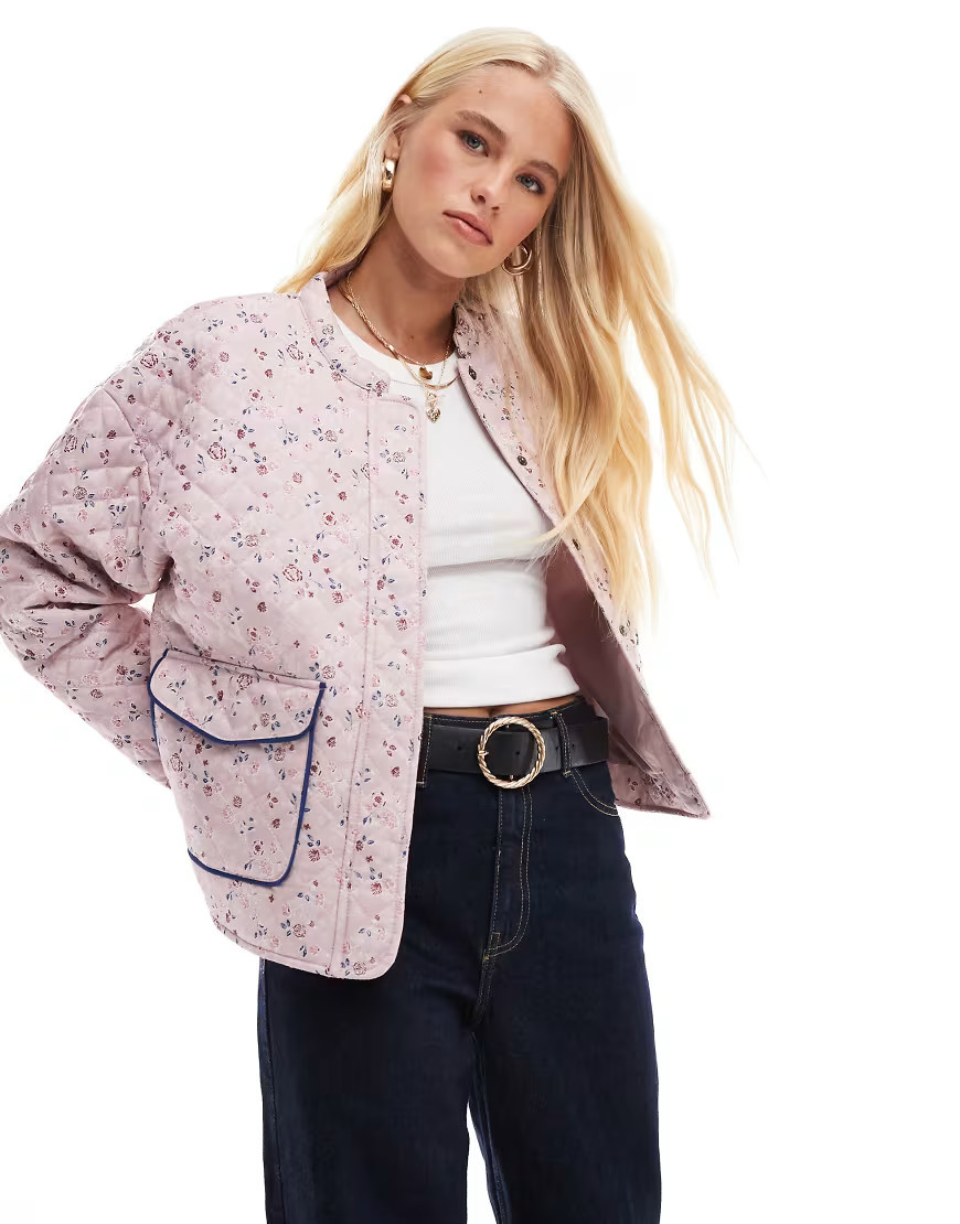 ONLY – Steppjacke in Rosa mit Blumenmuster | ASOS (Global)