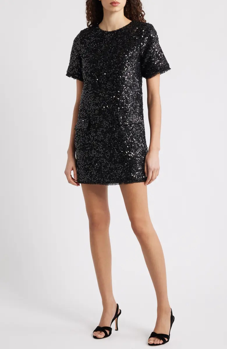 Friends Like These Sequin Bouclé Shift Minidress | Nordstrom | Nordstrom