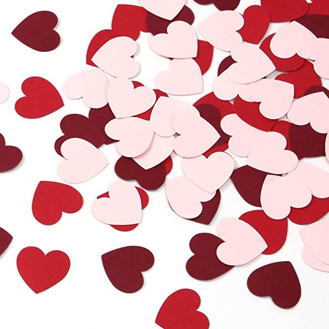 Pink Red Burgundy 300pcs Paper Heart Confetti Table Decorations for Engagement Mothers Day Weddin... | Amazon (US)