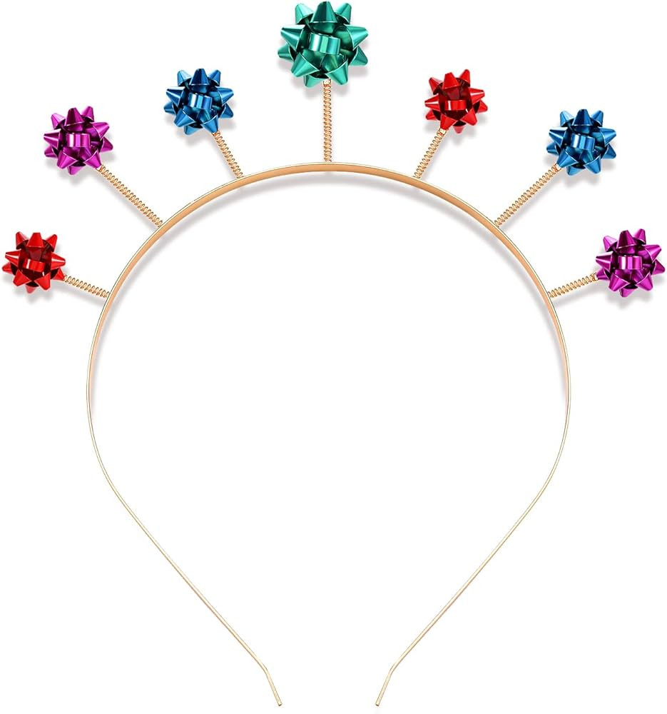 PHALIN Christmas Headbands, Holiday Headbands for Women Rhinestone Xmas Tree HAPPY NEW YEAR Hairband | Amazon (US)