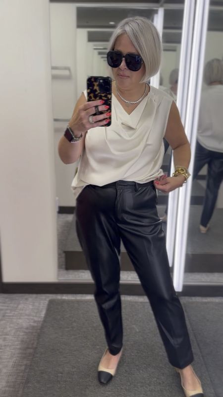 Halogen top, large 
Leather pants, size 12


#LTKFind #LTKxNSale #LTKSeasonal
