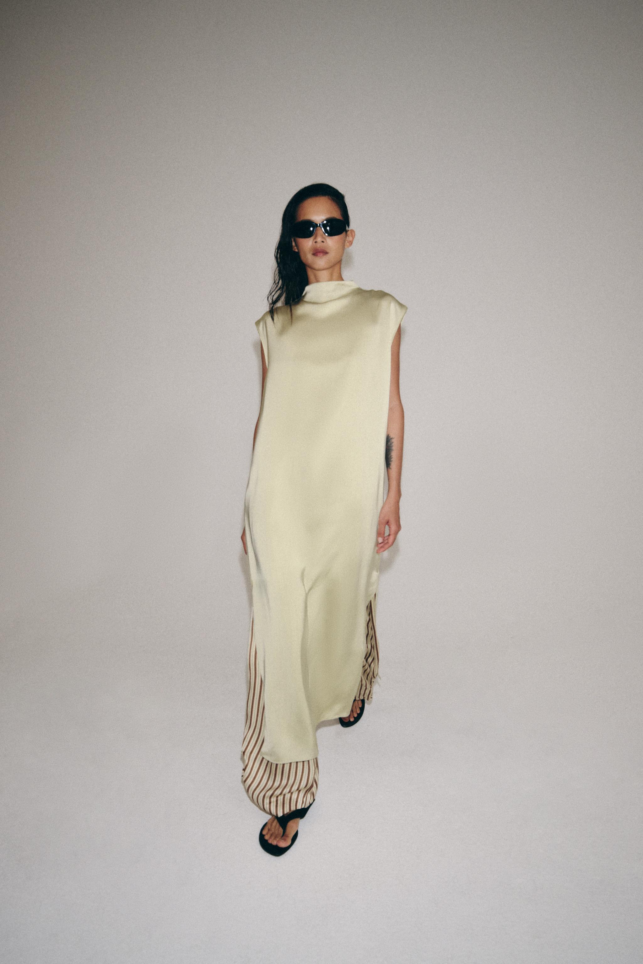 ZW COLLECTION SATIN DRESS WITH FROG FASTENING | Zara UK