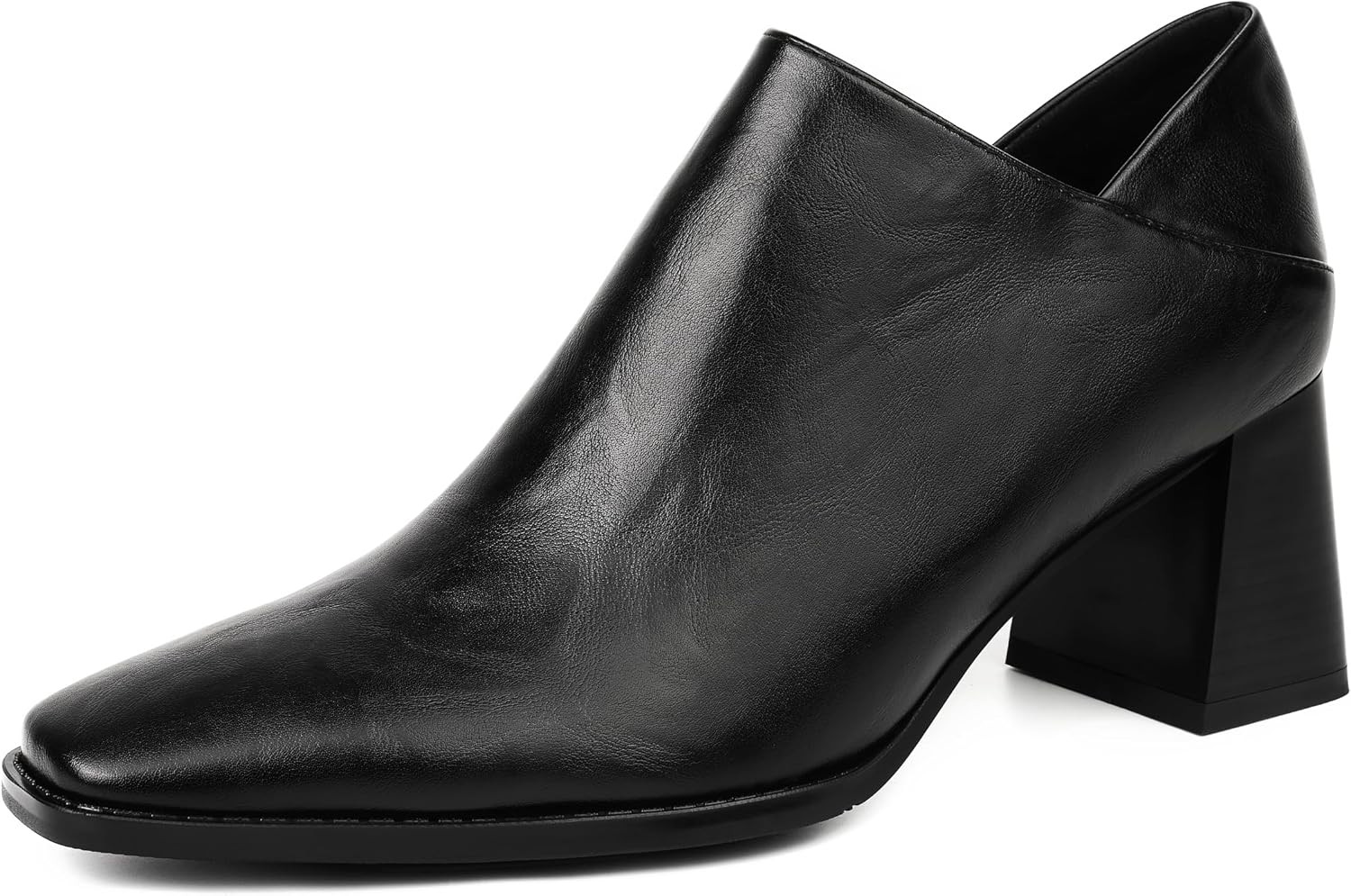 Women's Dress Shoes Chunky Heel Loafers, Faux Leather Zipper Pumps | Amazon (US)