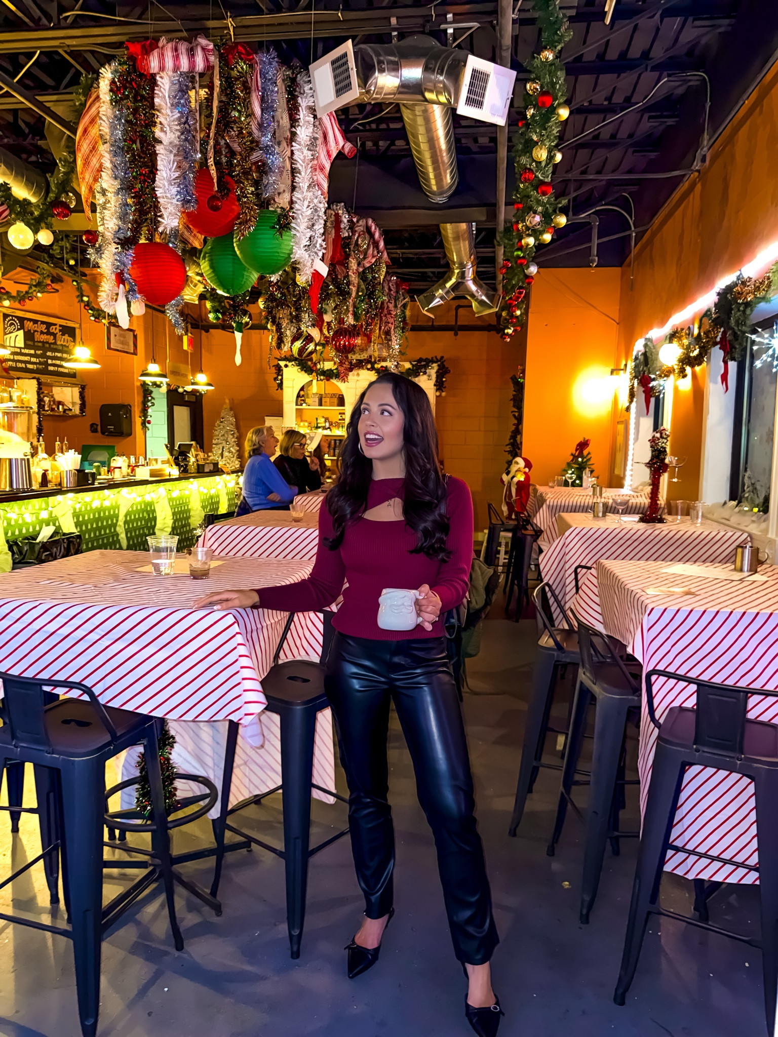 Under $45 Amazon black leather pants (small), under $40 Amazon cutout cross neck sweater (small, 5+ colors), under $14 Amazon pointed toe heels (tts) #founditonamazon 

#LTKSaleAlert #LTKHoliday #LTKFindsUnder50