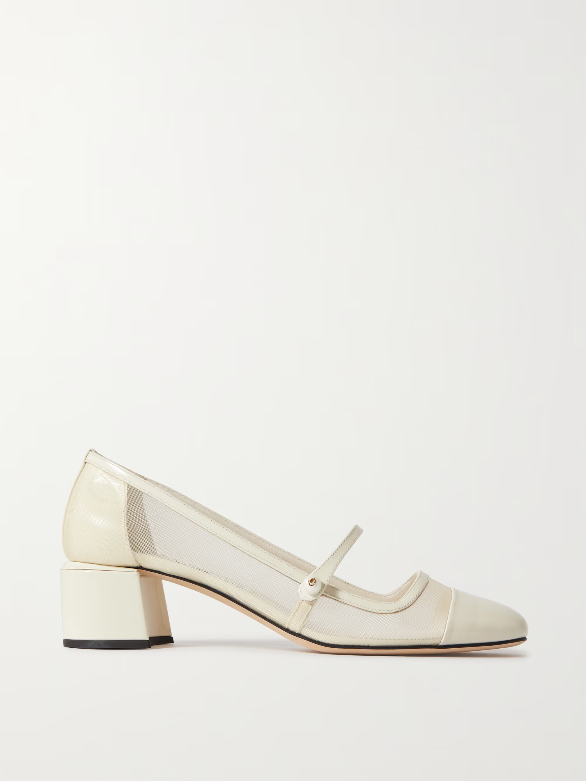 Elisa 45 embellished patent-leather and mesh Mary Jane pumps | NET-A-PORTER (US)
