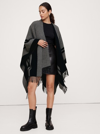 Stripe Wool Poncho | Banana Republic (US)
