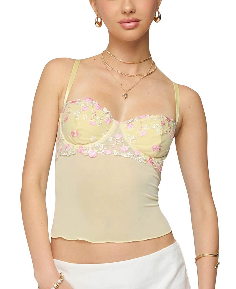 Edikted Embroidered Floral Sheer Bra Top | Bloomingdale's (US)