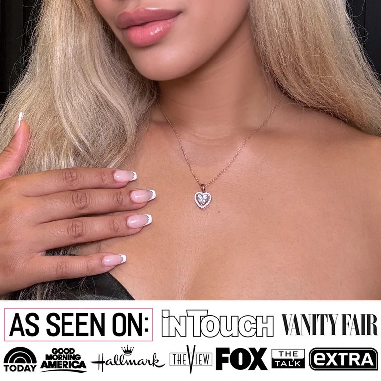 Cate & Chloe Amora Collar con Colgante de Plata Chapada en Oro Blanco de 18k Collar Halo Heart CZ... | Walmart (US)