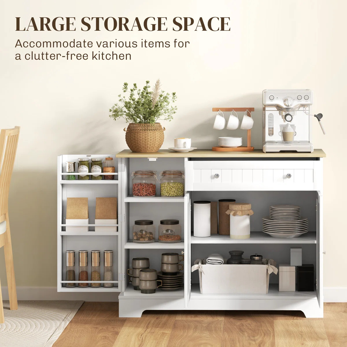 Modern Sideboard Buffet Cabinet with Storage, 41" Kitchen Pantry Cabinet with Door Shelves, Drawe... | Wayfair North America