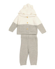 Newborn 2pc Hooded Knit Cardigan And Pant Set | TJ Maxx