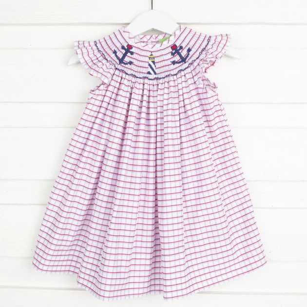 Nautical Smocked Dress Red and Blue Plaid | Classic Whimsy