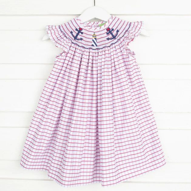 Nautical Smocked Dress Red and Blue Plaid | Classic Whimsy