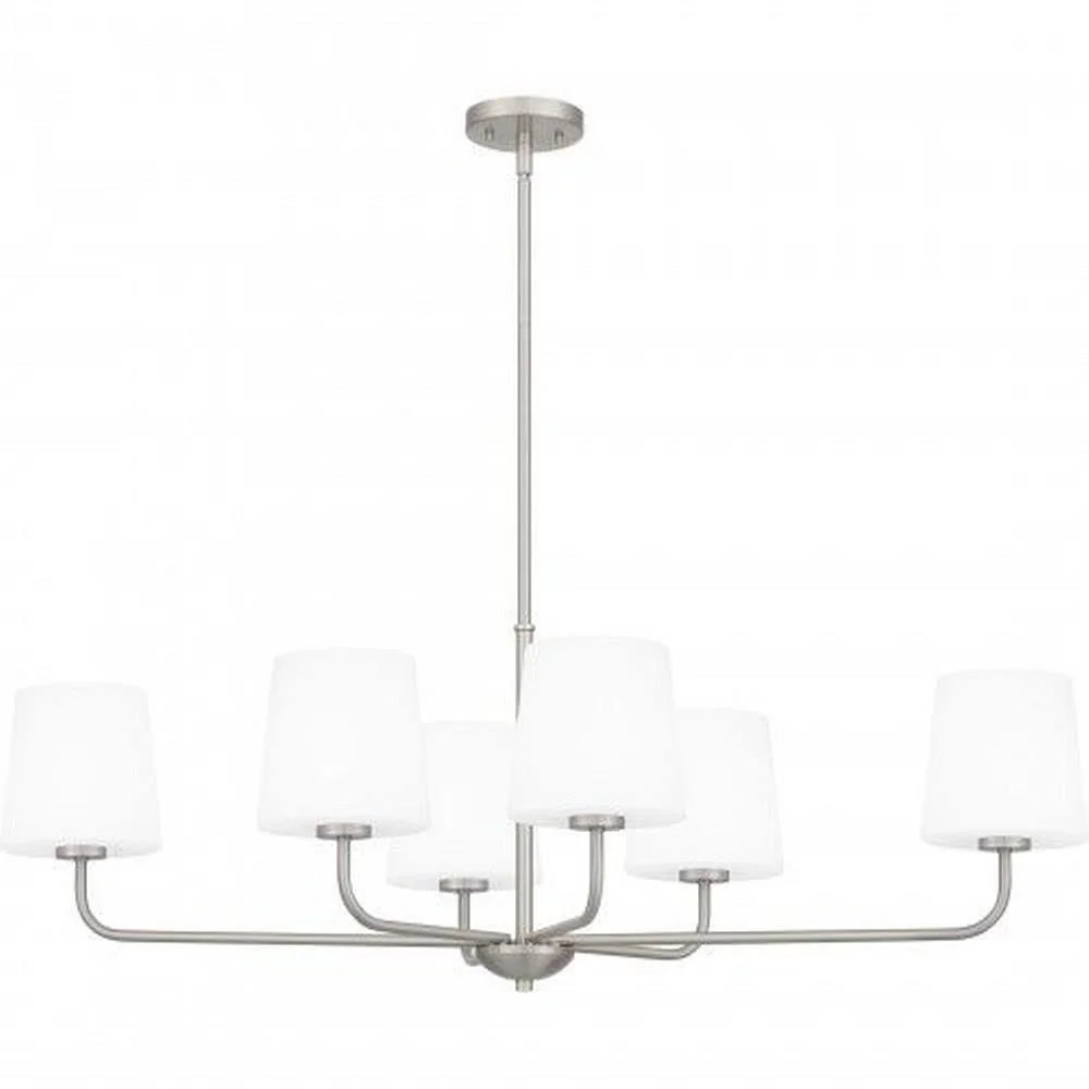6 Light Linear Chandelier-14 inches Tall and 42 inches Wide-Brushed Nickel Finish Bailey Street H... | Walmart (US)