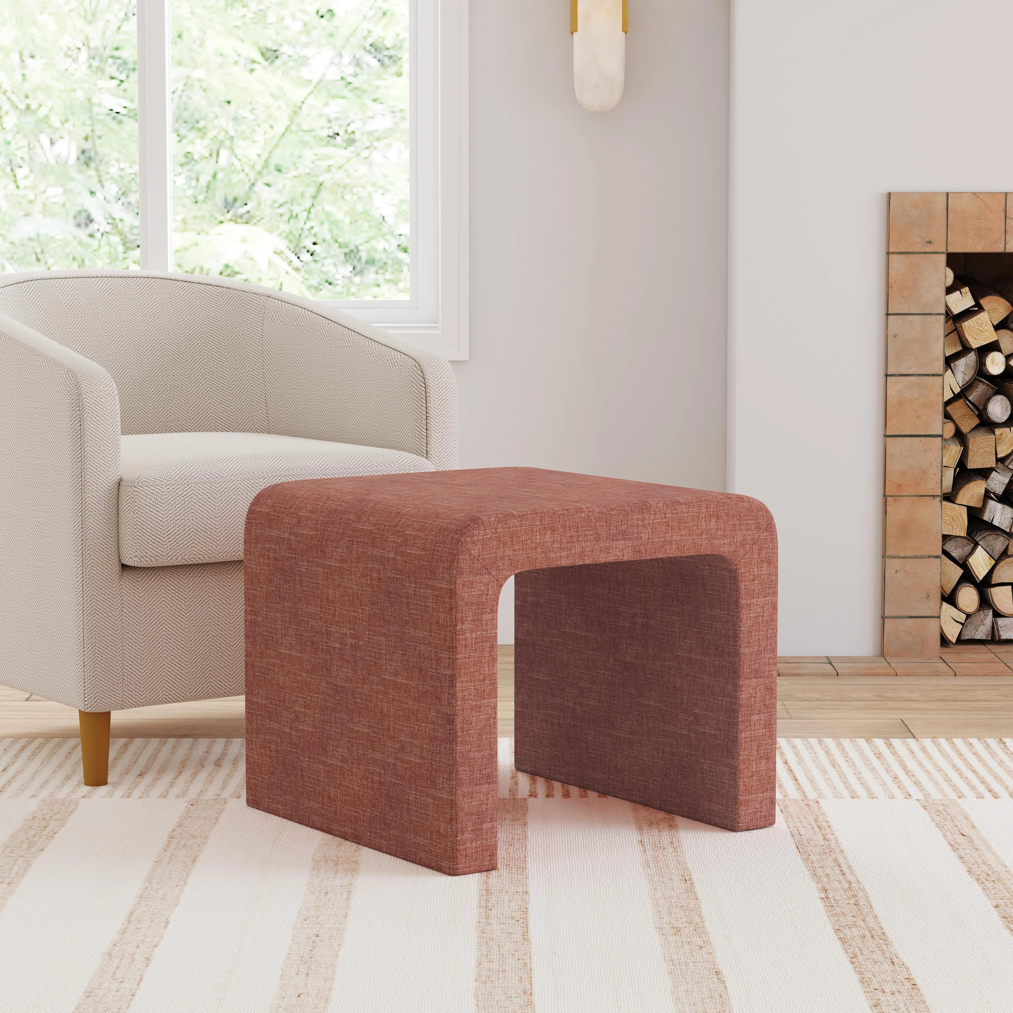 Homepop Arch Ottoman, Pink | Ashley