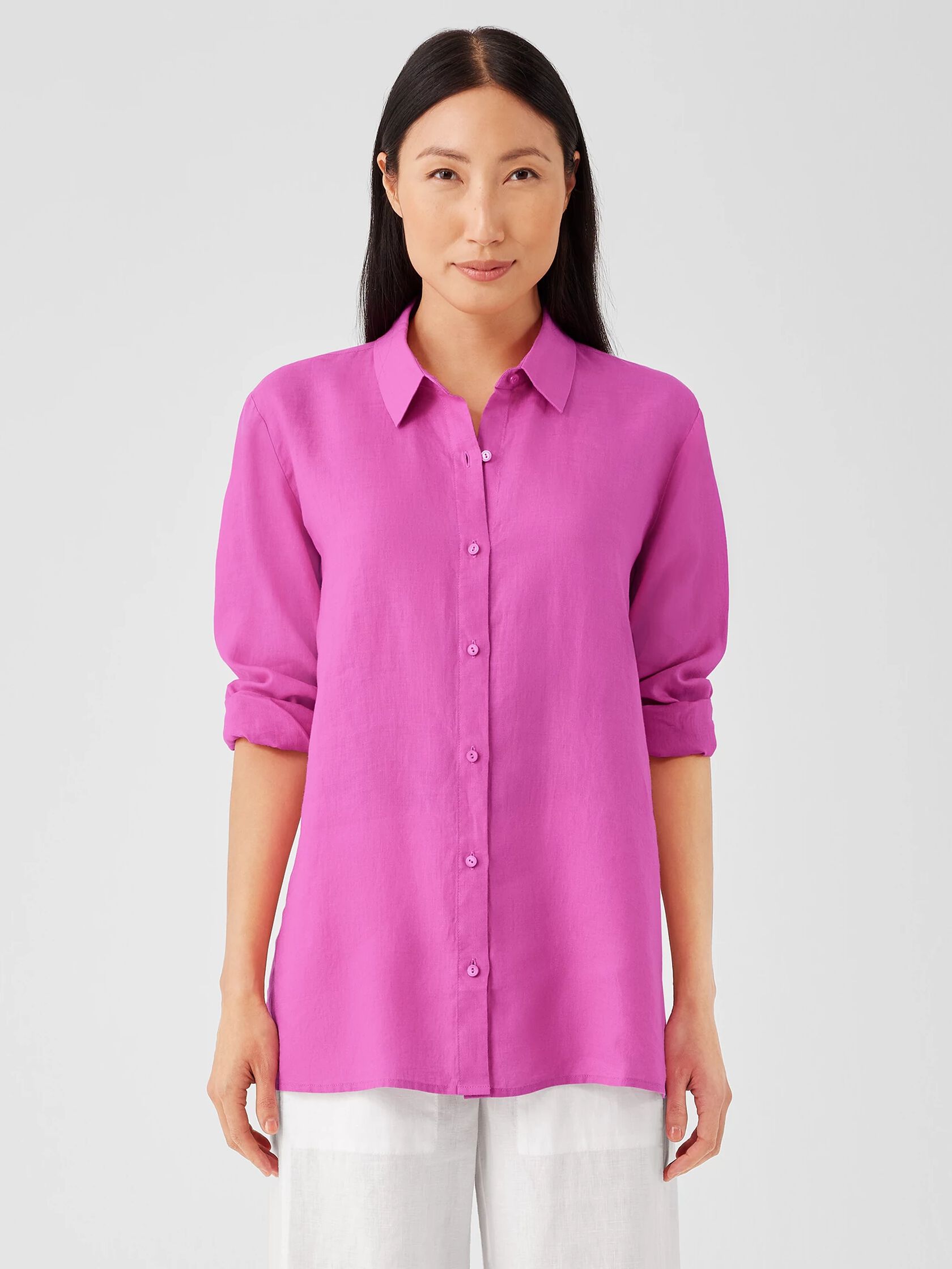 Organic Handkerchief Linen Classic Collar Shirt | Eileen Fisher
