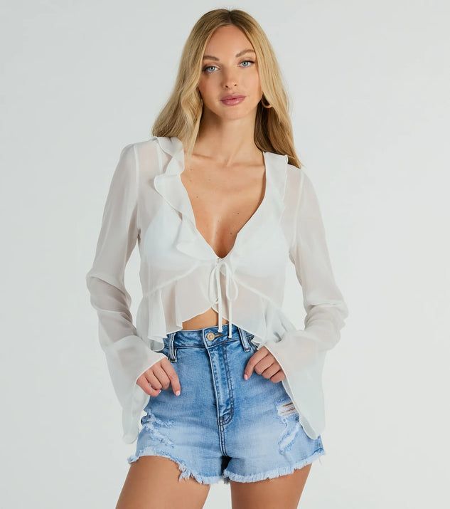 Finding Inspiration Ruffled Tie Front Chiffon Top | Windsor Stores