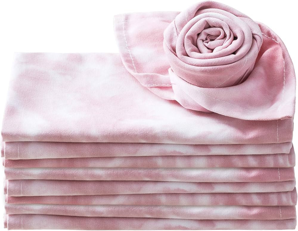 Cloth Napkins CaliTime 100% Cotton Half Dozen Modern Stylish Tie Dye Printed Square Reusable Dinn... | Amazon (US)