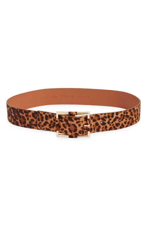 Nordstrom Daphne Genuine Calf Hair Belt in Leopard at Nordstrom, Size Large | Nordstrom