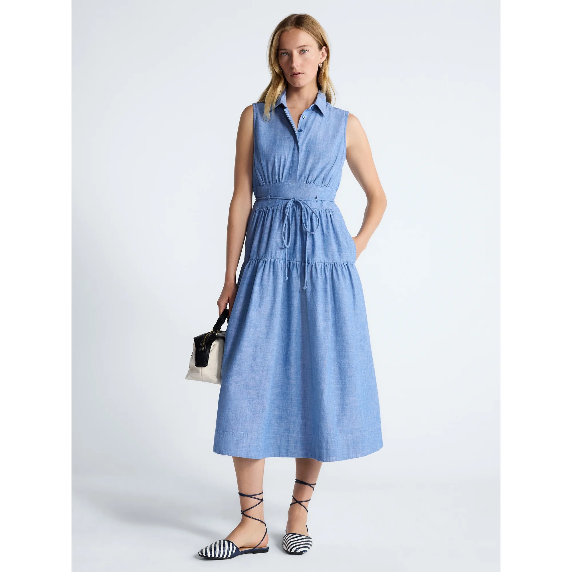 Free Assembly Women's and Women's Plus Sleeveless Cotton Maxi Shirtdress with Belt, Sizes XS-4X | Walmart (US)