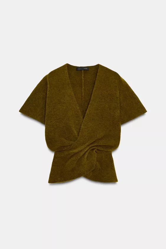 DRAPED KNIT SHORT SLEEVE JUMPER | Zara Canada