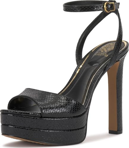 Vince Camuto Women's Lumary Ankle Strap High Heel Platform Sandal, Black, 6.5 | Amazon (US)