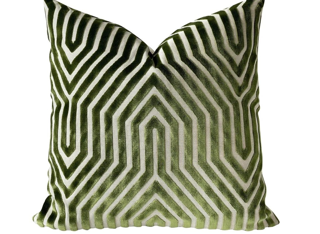 Schumacher Vanderbilt Velvet Pillow Cover in Lettuce Designer - Etsy | Etsy (US)