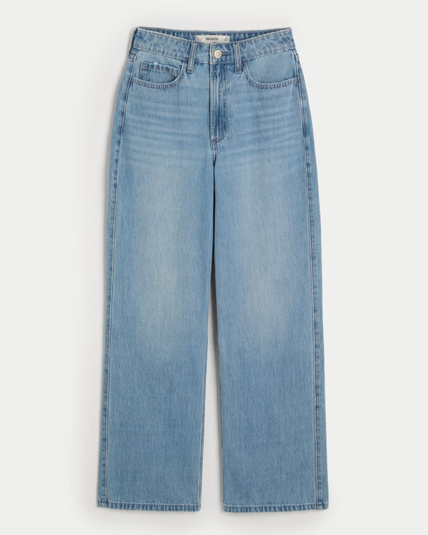 Women's Curvy Ultra High-Rise Medium Wash Baggy Jeans | Women's Bottoms | HollisterCo.com | Hollister (US)