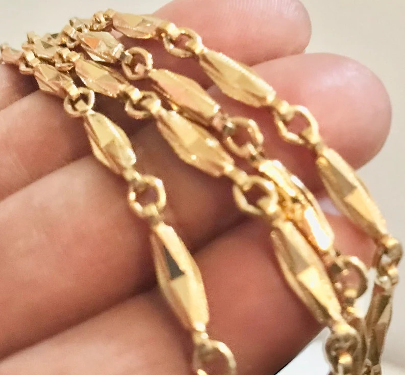 Vintage Monet Gold Plated Etched Fancy Chain Link Necklace Minimalist Layering Jewelry, 1980s Sig... | Etsy (US)