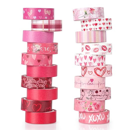 Waenerec Pink Decorative Tape Set 20 Rolls Heart Floral Washi Tape Aesthetic DIY Valentines Maski... | Amazon (US)
