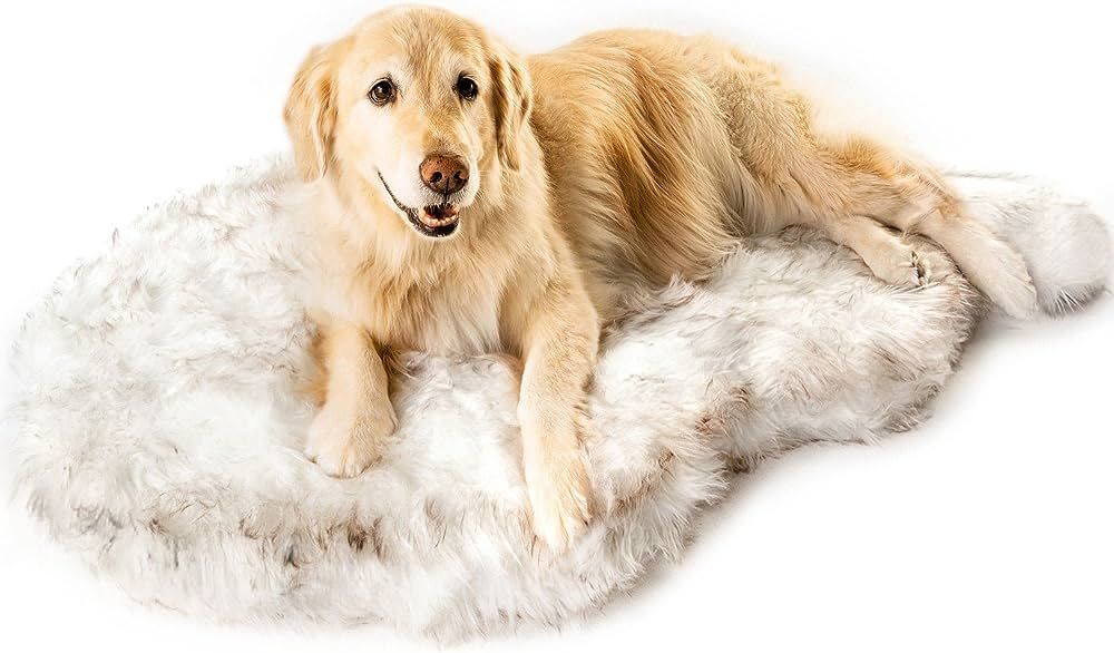 Paw Brands White PupRug Faux Fur Orthopedic Dog Bed, 40" L X 25" W | Amazon (US)
