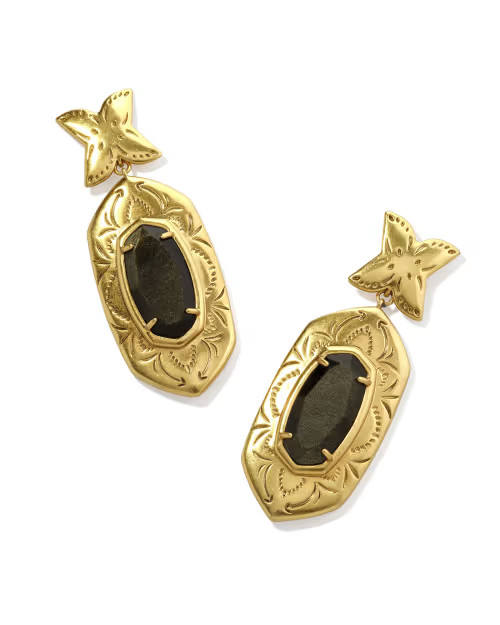 Keziah Vintage Gold Statement Earrings in Golden Obsidian | Kendra Scott