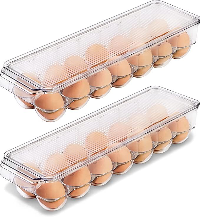 Utopia Home Egg Container For Refrigerator - 14 Egg Container With Lid & Handle, Egg Holder For R... | Amazon (US)