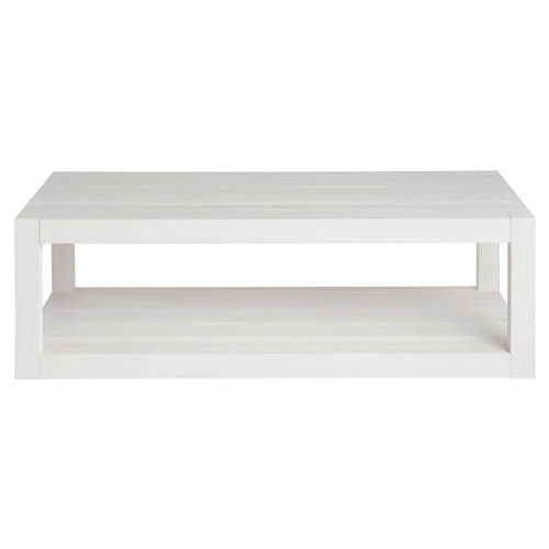 Carter Coastal Beach White Sand Oak 2 Tier Rectangular Coffee Table | Kathy Kuo Home