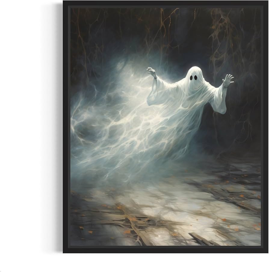 Floating Ghost Poster Art Print, Halloween Scary Vintage Wall Art Academia Spooky Painting Decora... | Amazon (US)