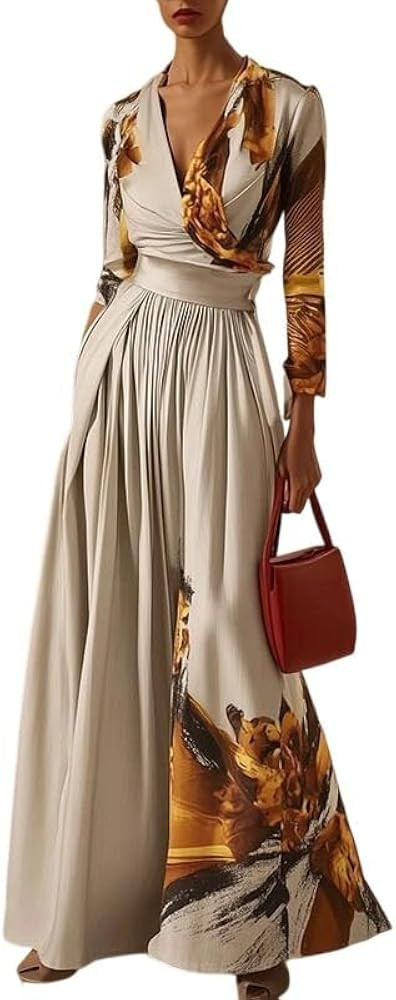 UOOZEE Women's Elegant Floral Print V Neck Jumpsuit Wide Leg High Waist Evening Party Formal Wedd... | Amazon (US)
