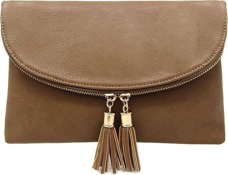 Solene Women's Envelop Clutch Crossbody Bag With Tassels Accent | Amazon (US)