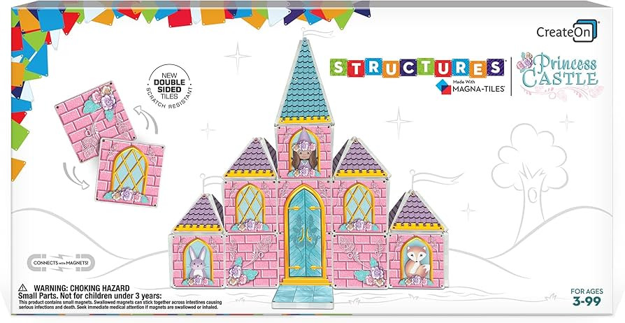 CreateOn Magna-Tiles Structure Building Set for Kids, Princess Castle Magnetic Tiles, Magnetic Bu... | Amazon (US)