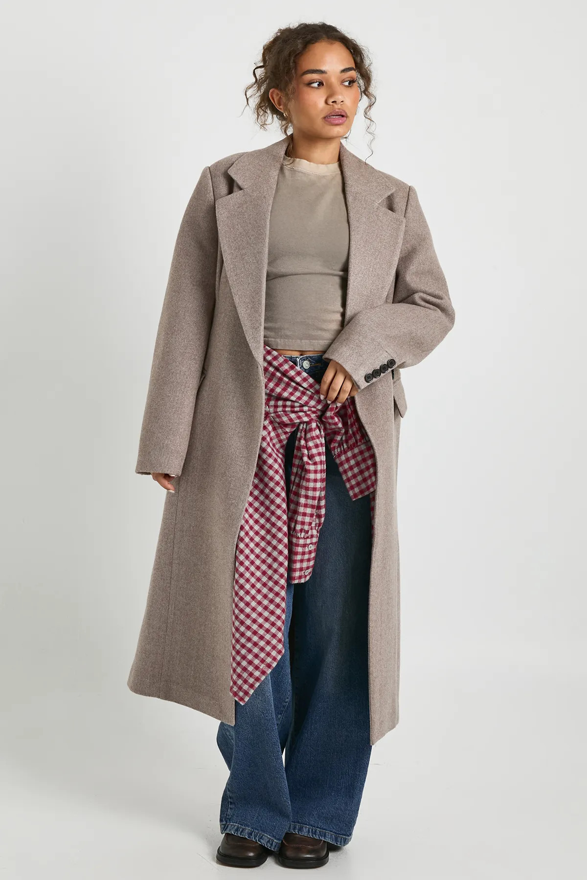 Cinched Waist Wool Look Coat | Boohoo.com (UK & IE)