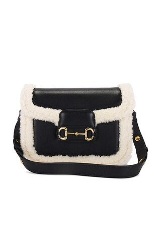 FWRD Renew Gucci Shearling Horsebit 1955 Shoulder Bag in Black from Revolve.com | Revolve Clothing (Global)