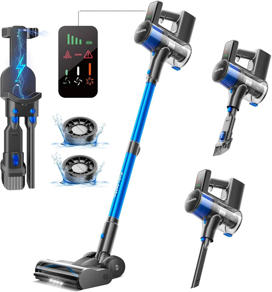 FABULETTA Cordless Vacuum Cleaner, 38Kpa Vacuum Cleaners for Home with 500W Brushless Motor, 6 in... | Amazon (US)