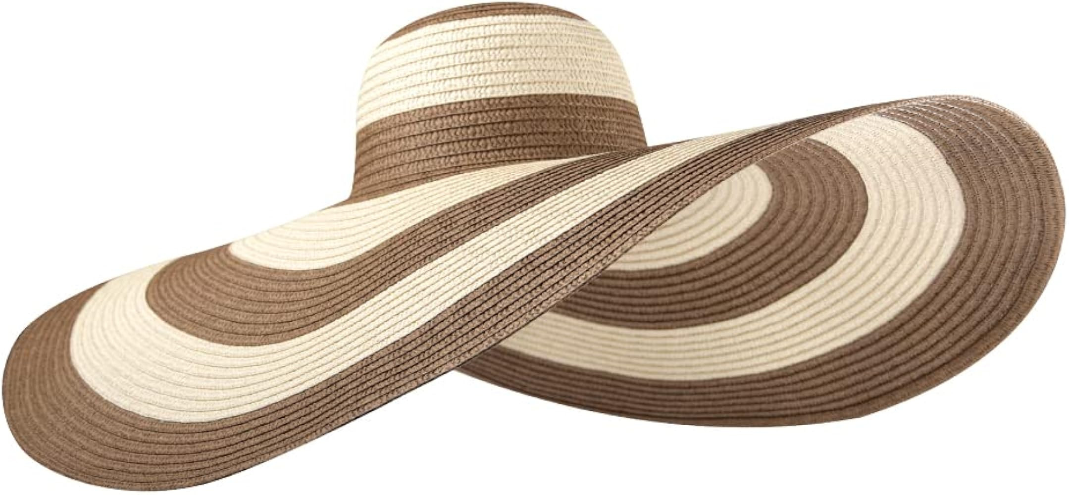 Oversized Big Brim Sun Hat,Striped Braided Straw Hat Vantage Floppy Roll up Cap Derby Beach Hat U... | Amazon (US)
